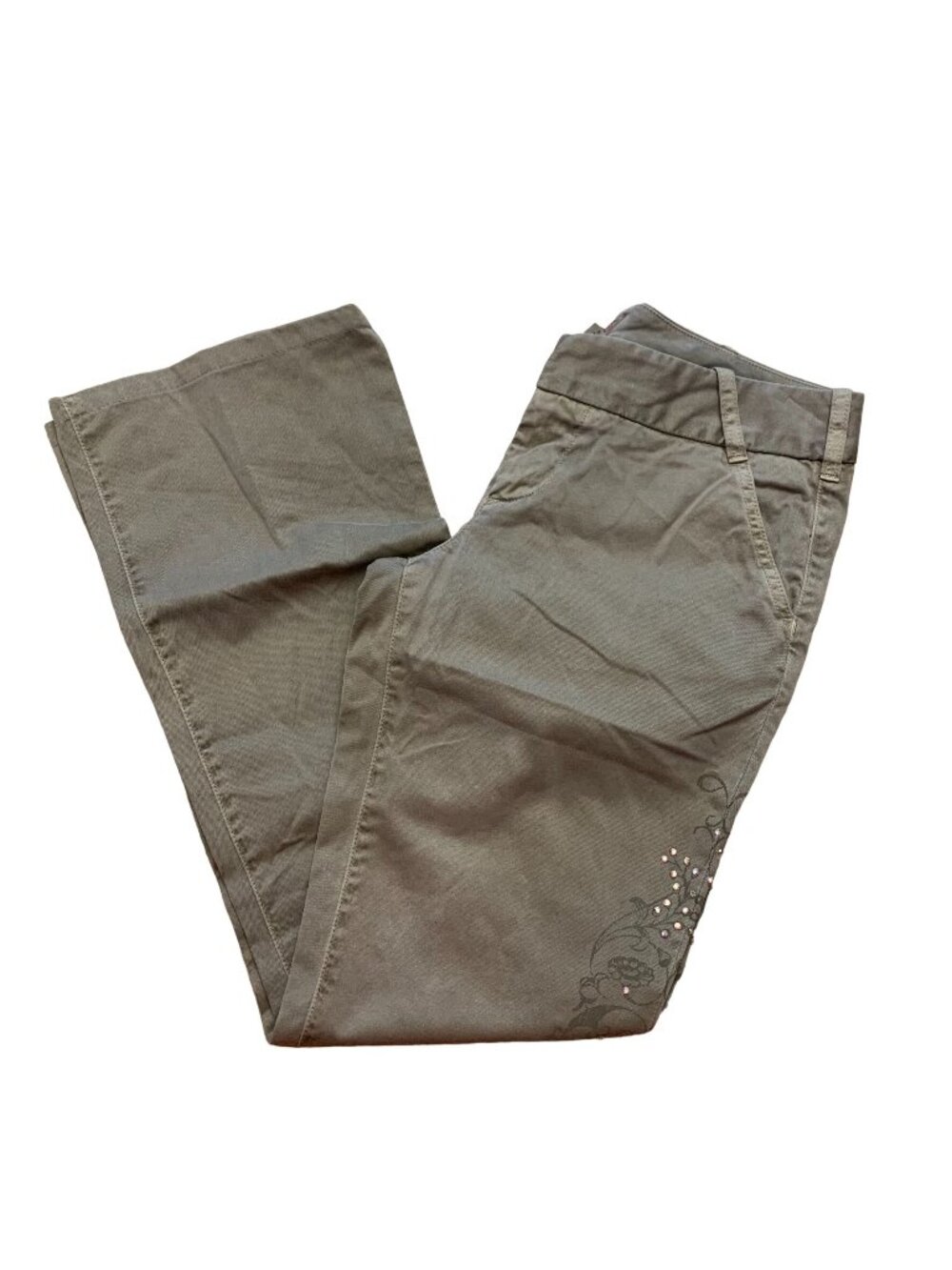 Joie Rhinestone Patterned Pant Size 27 Tan with hint of olive